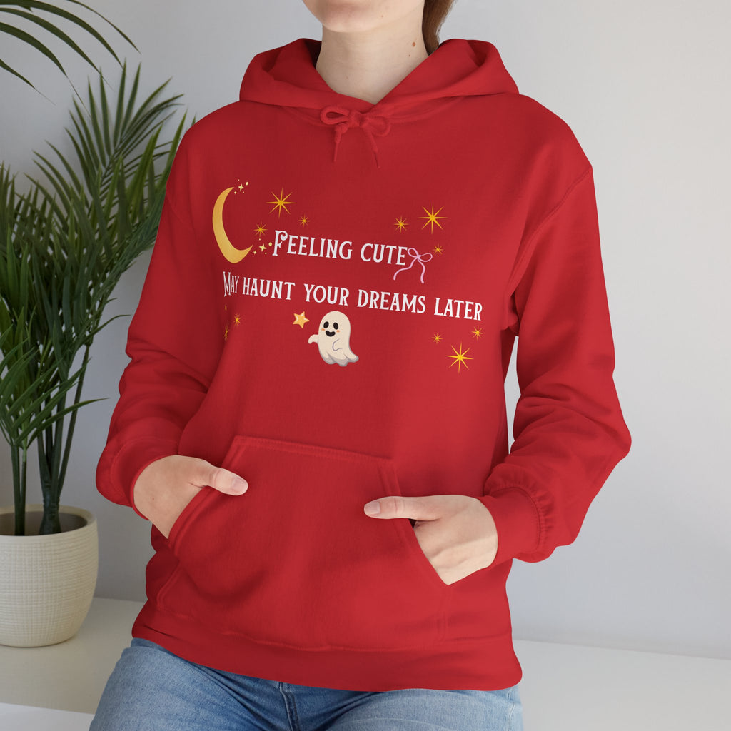 Hoodie — Moon & Stars “Feeling Cute May Haunt Your Dreams Later” Graphic