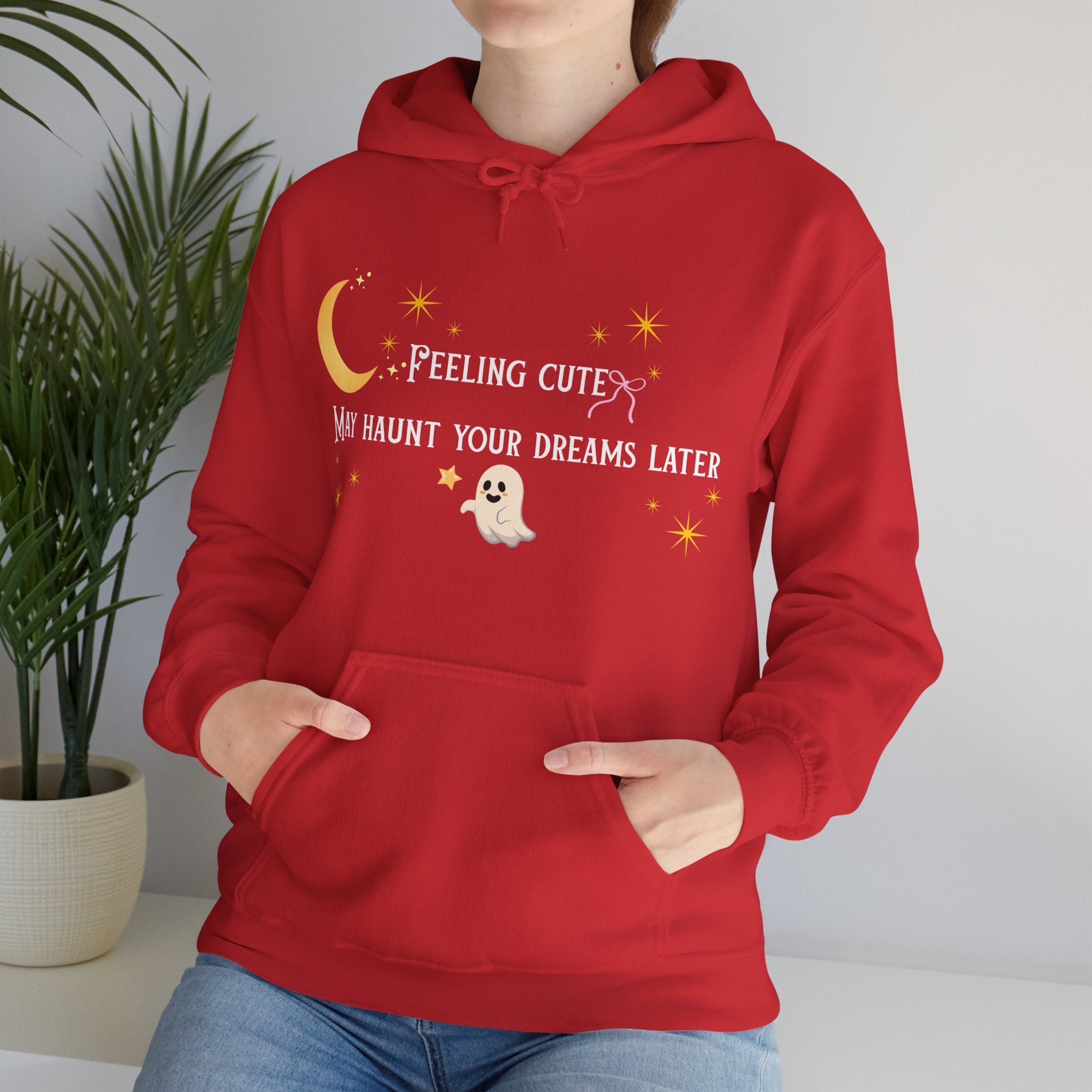 Hoodie — Moon & Stars “Feeling Cute May Haunt Your Dreams Later” Graphic