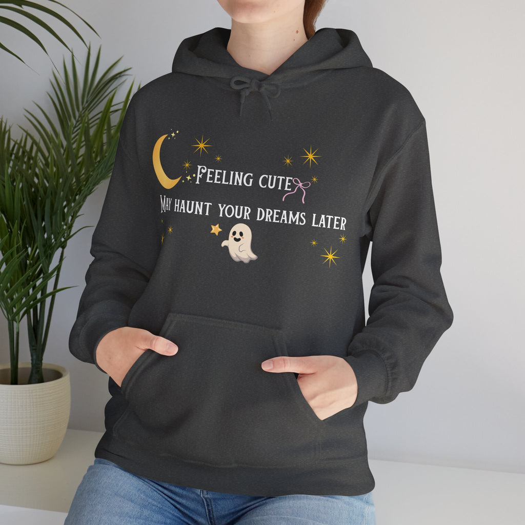 Hoodie — Moon & Stars “Feeling Cute May Haunt Your Dreams Later” Graphic