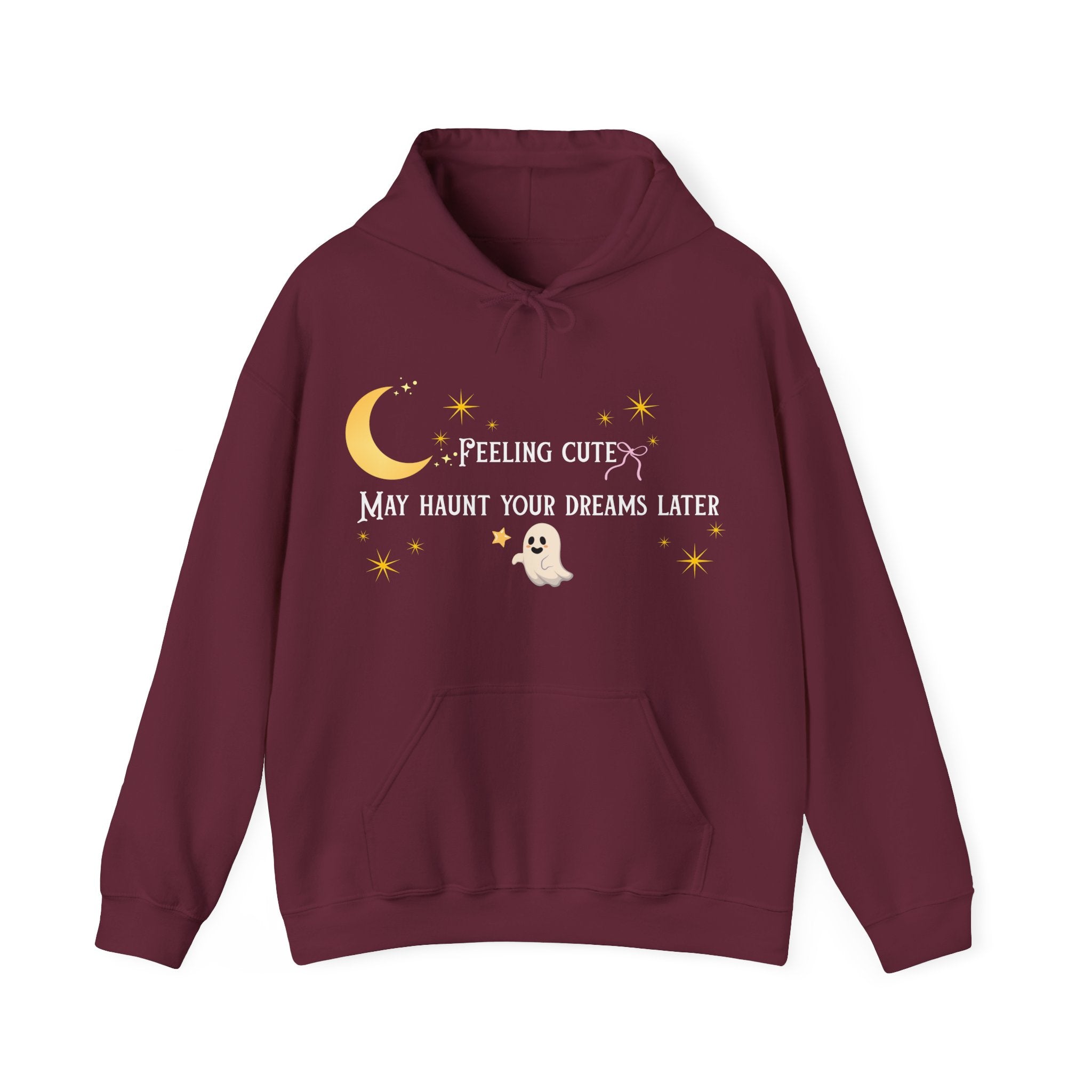 Hoodie — Moon & Stars “Feeling Cute May Haunt Your Dreams Later” Graphic