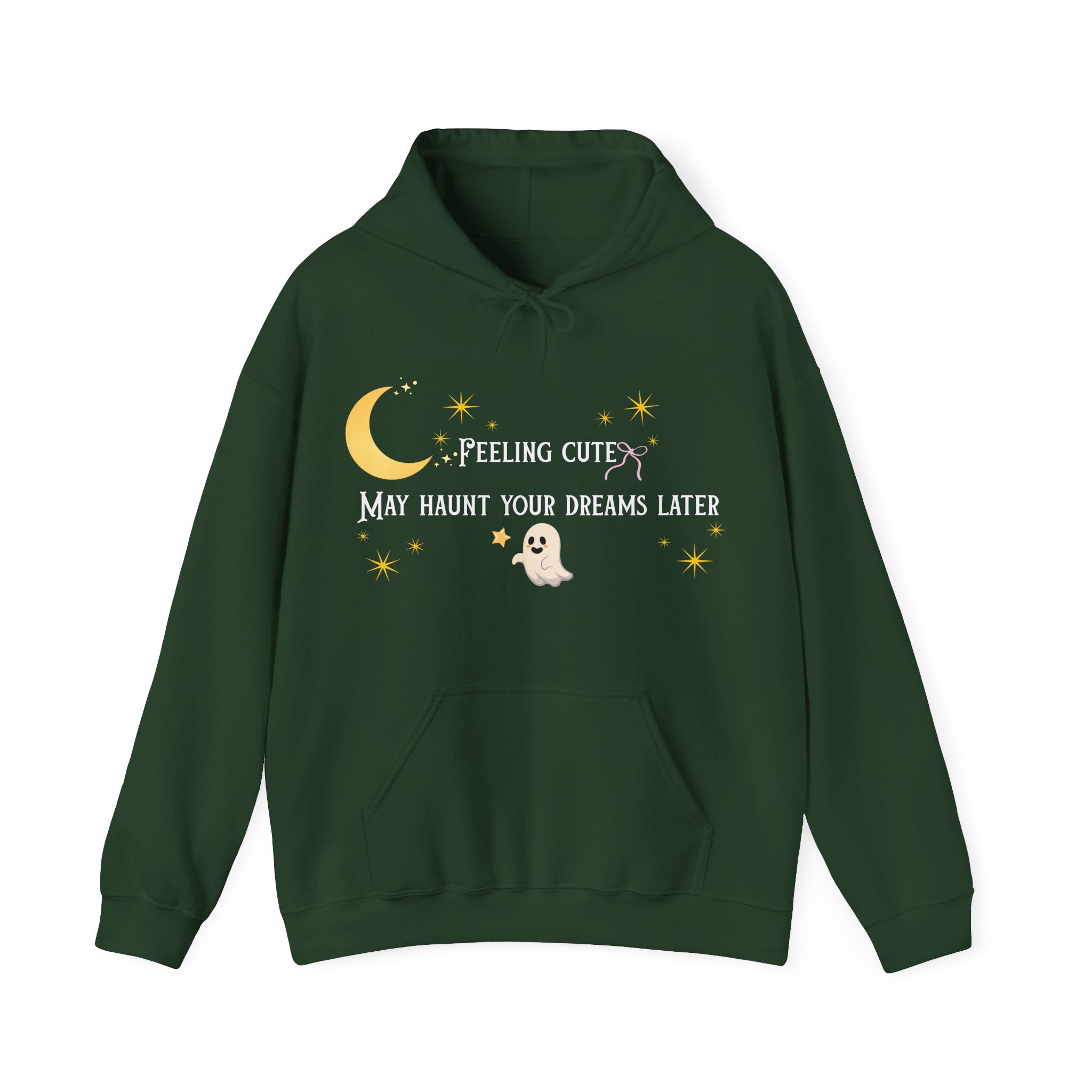 Hoodie — Moon & Stars “Feeling Cute May Haunt Your Dreams Later” Graphic
