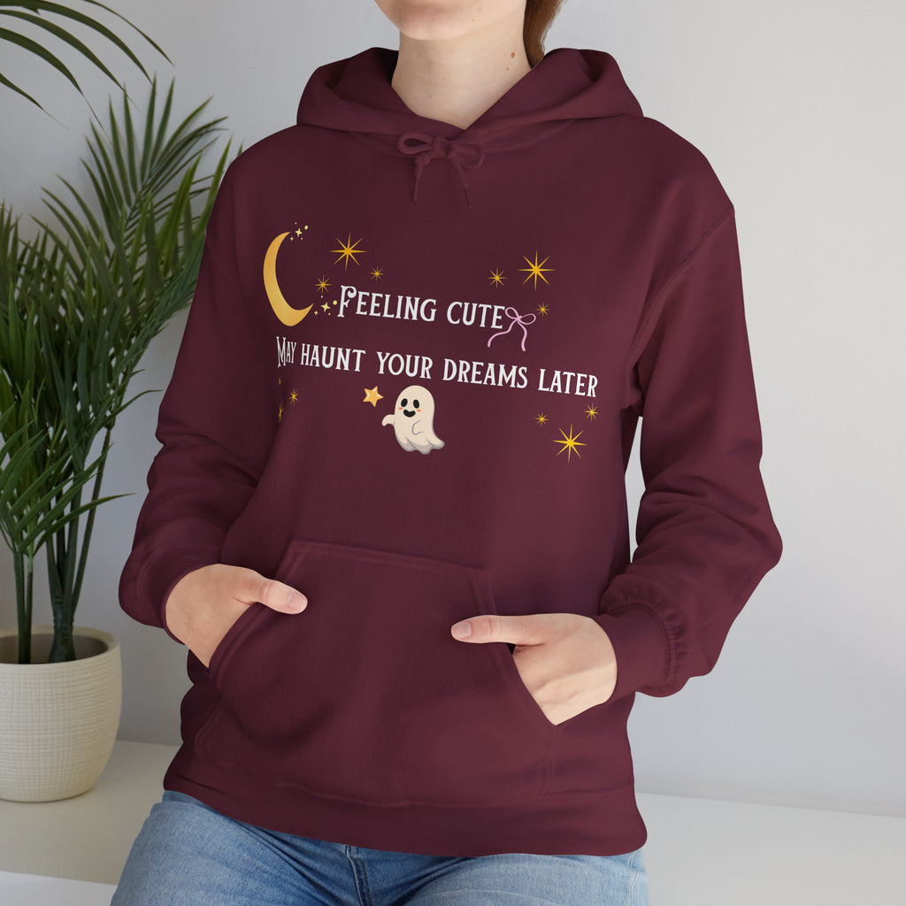 Hoodie — Moon & Stars “Feeling Cute May Haunt Your Dreams Later” Graphic