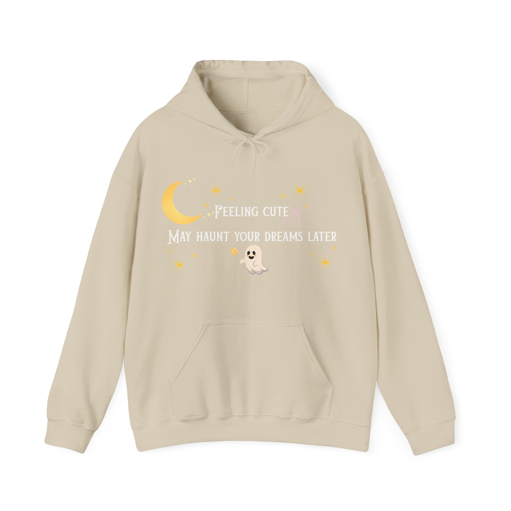 Hoodie — Moon & Stars “Feeling Cute May Haunt Your Dreams Later” Graphic