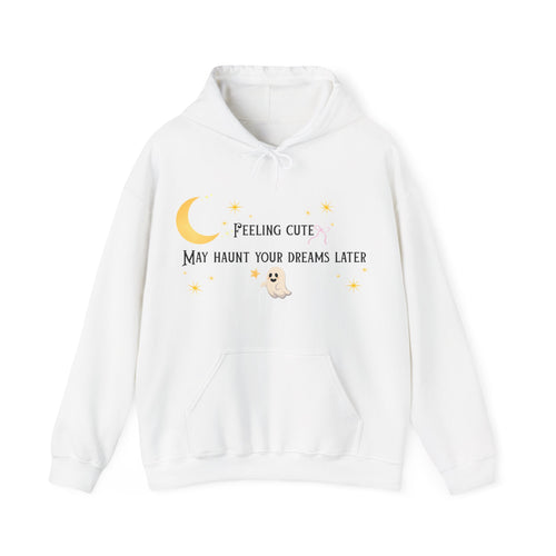 Hoodie — Moon & Stars “Feeling Cute May Haunt Your Dreams Later” Graphic