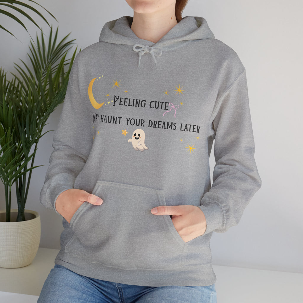 Hoodie — Moon & Stars “Feeling Cute May Haunt Your Dreams Later” Graphic