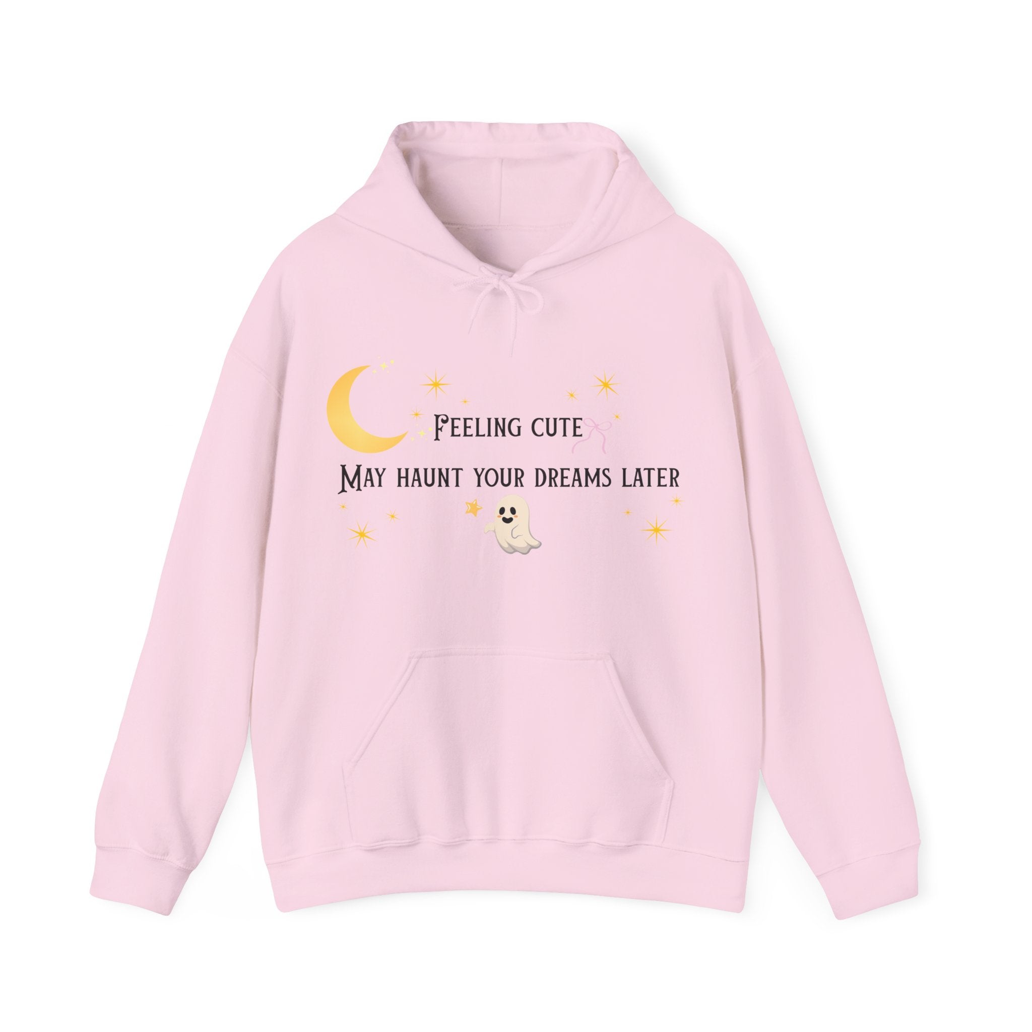 Hoodie — Moon & Stars “Feeling Cute May Haunt Your Dreams Later” Graphic