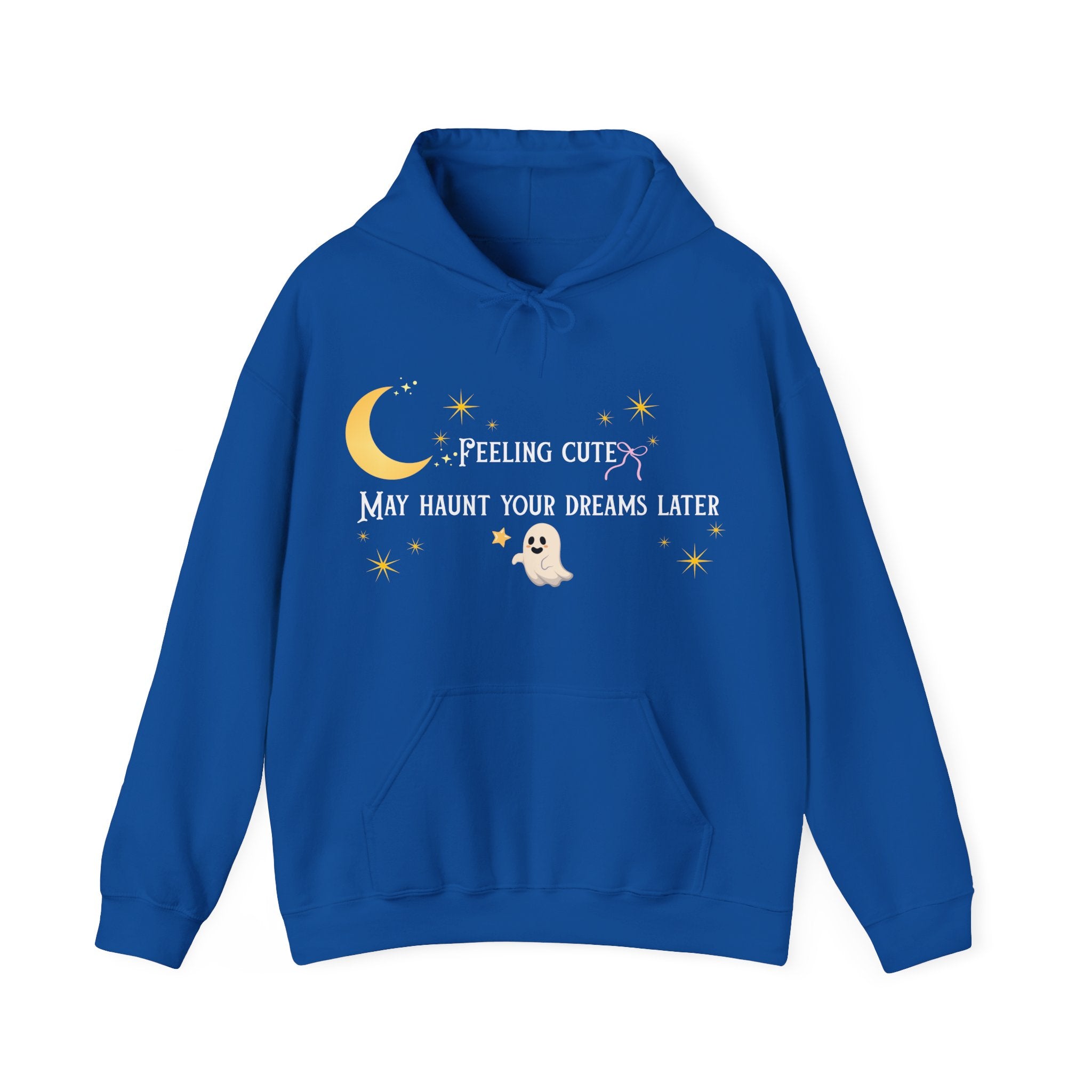 Hoodie — Moon & Stars “Feeling Cute May Haunt Your Dreams Later” Graphic