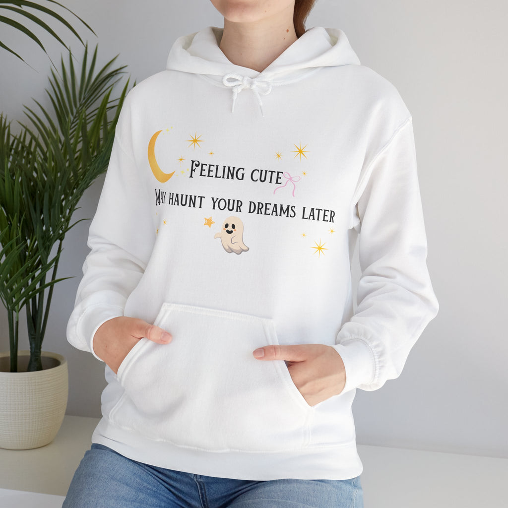 Hoodie — Moon & Stars “Feeling Cute May Haunt Your Dreams Later” Graphic