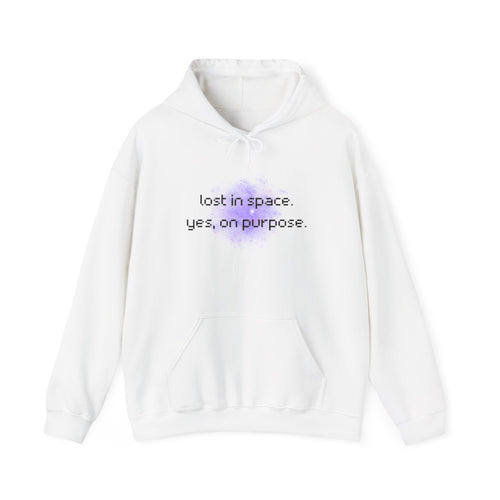 Hoodie — "lost in space. yes, on purpose." Minimal Lavender Galaxy Graphic