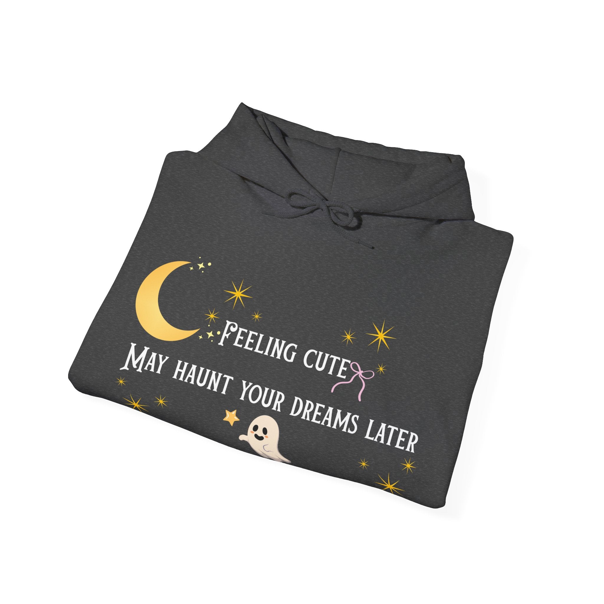 Hoodie — Moon & Stars “Feeling Cute May Haunt Your Dreams Later” Graphic
