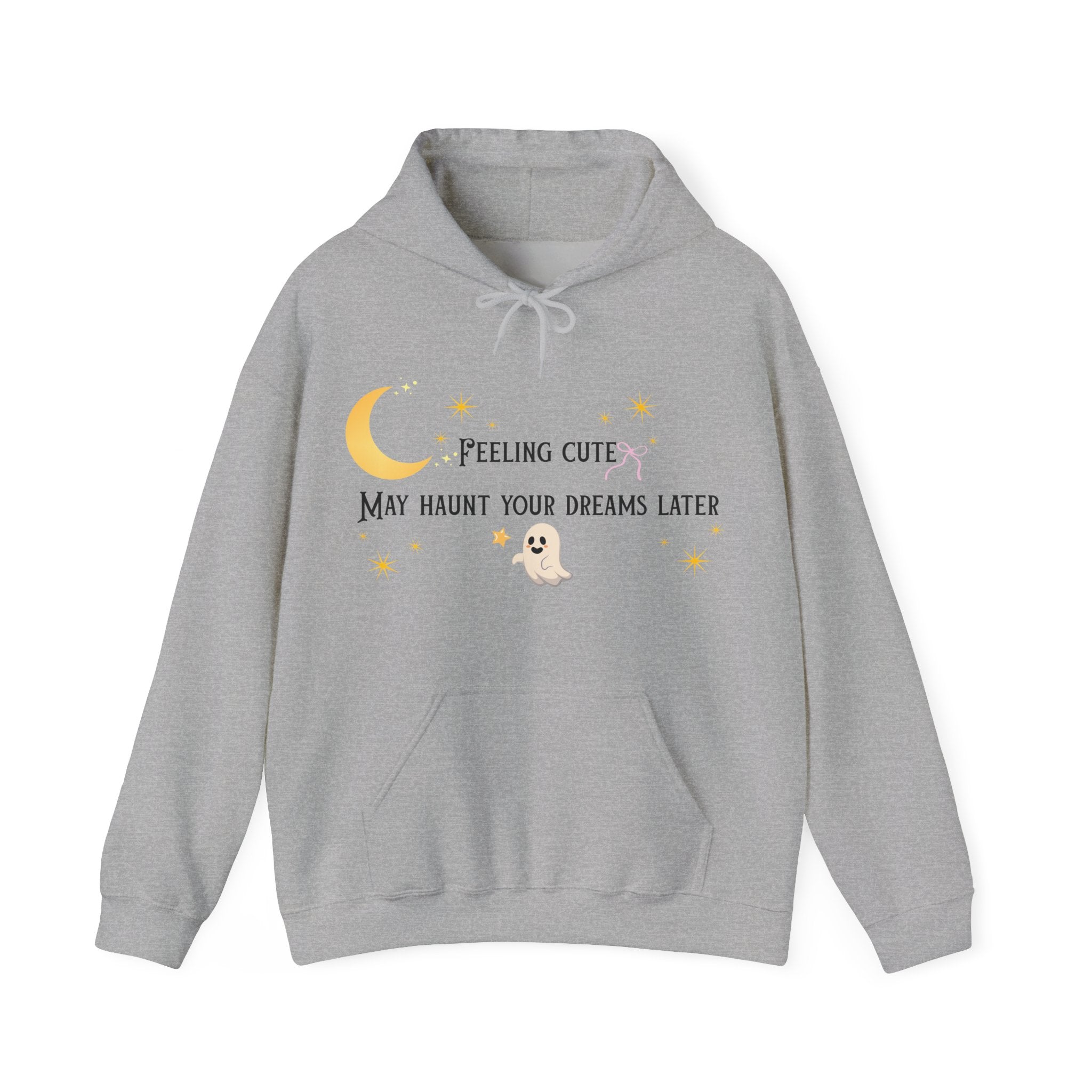 Hoodie — Moon & Stars “Feeling Cute May Haunt Your Dreams Later” Graphic